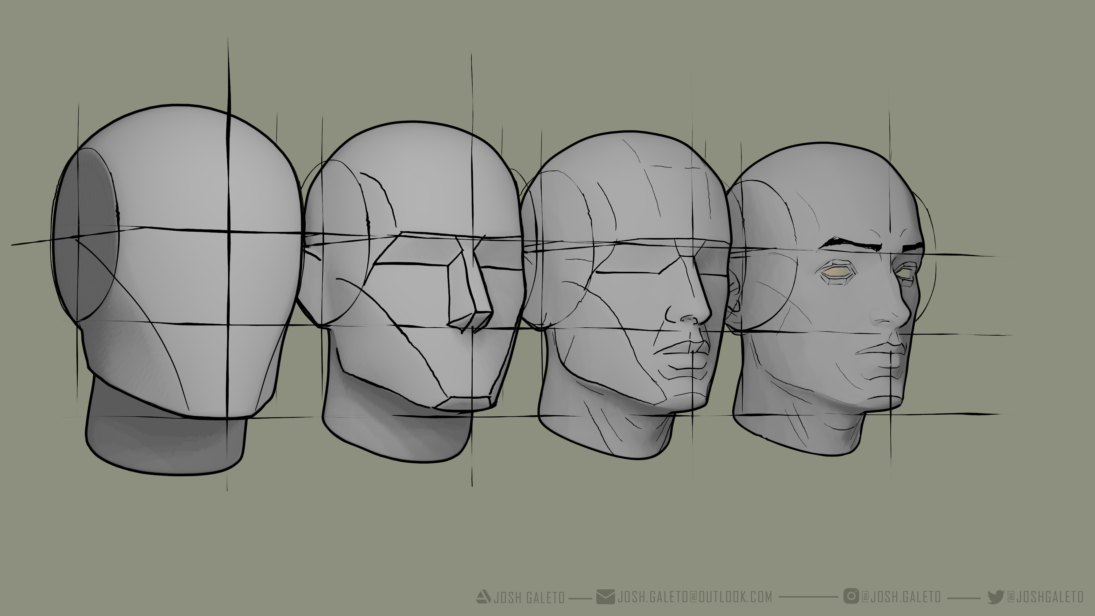 Planes of the Head, from Andrew Loomis Method Finished Projects