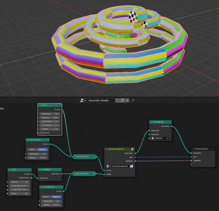 CurveToMesh with UVs nodegroup for Blender 3.0 (Geometry Nodes