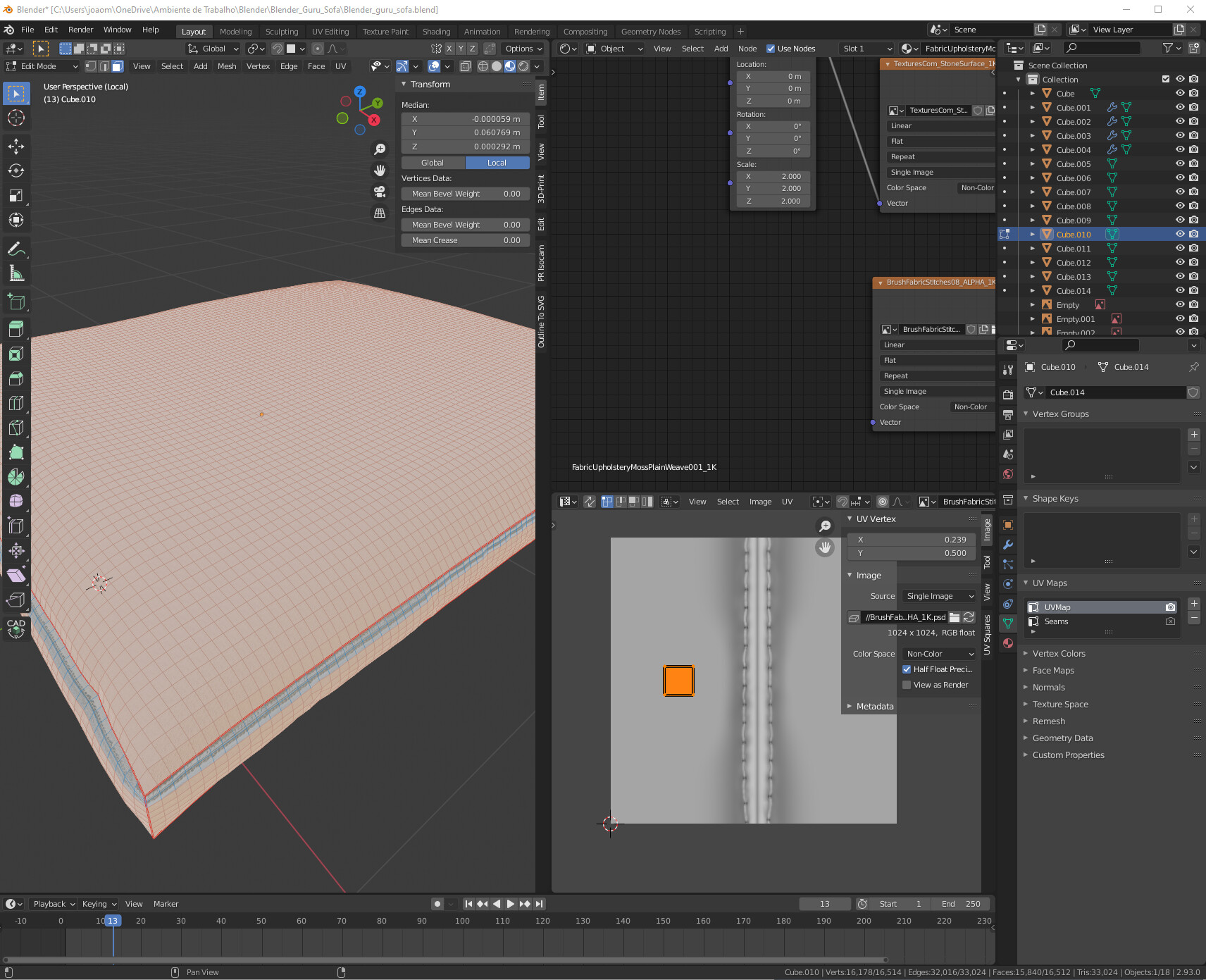 Wrong results in Couch Tutorial from Blender Guru Tutorials, Tips and