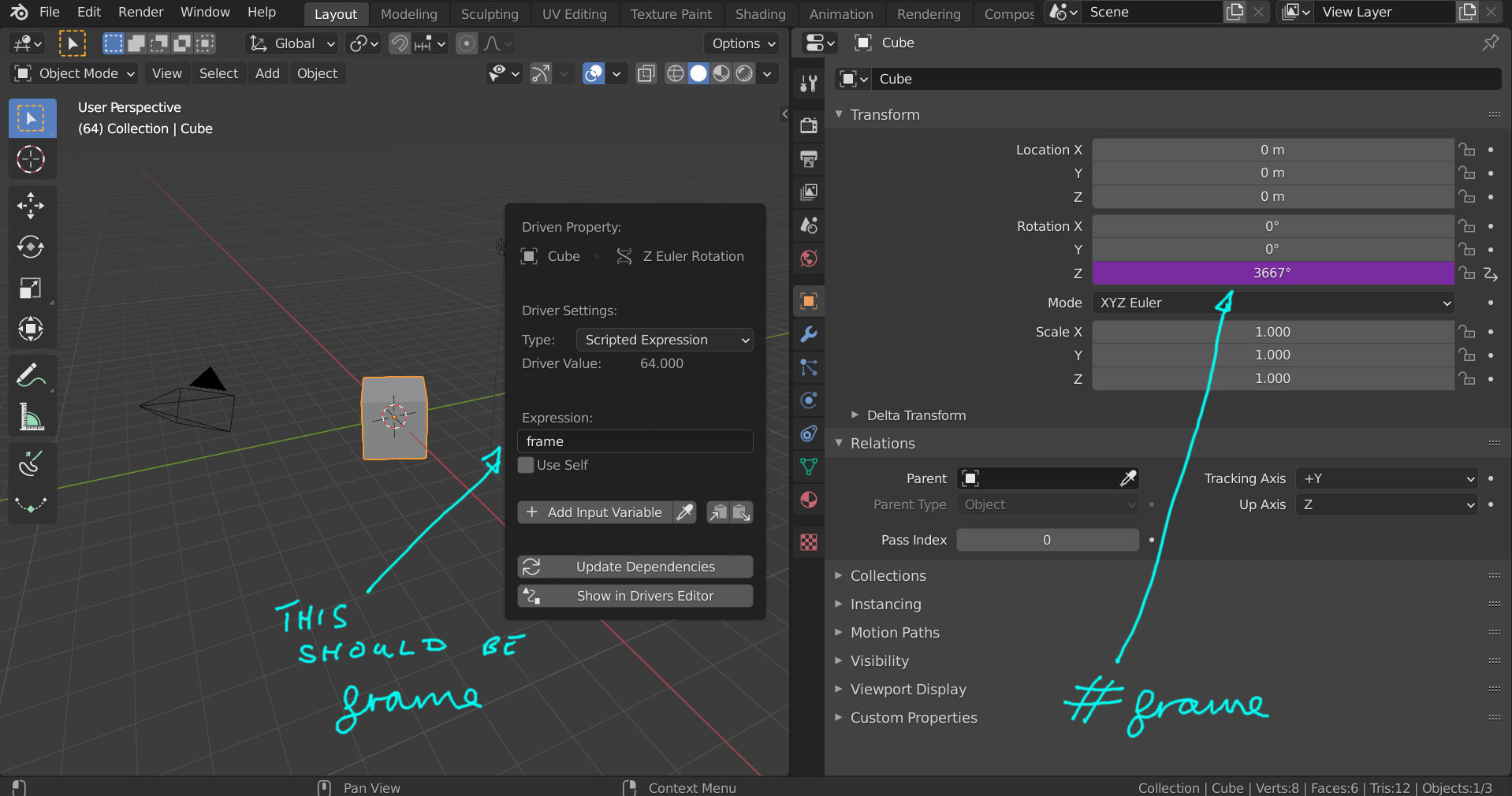 FRAME driver issue Materials and Textures Blender Artists Community