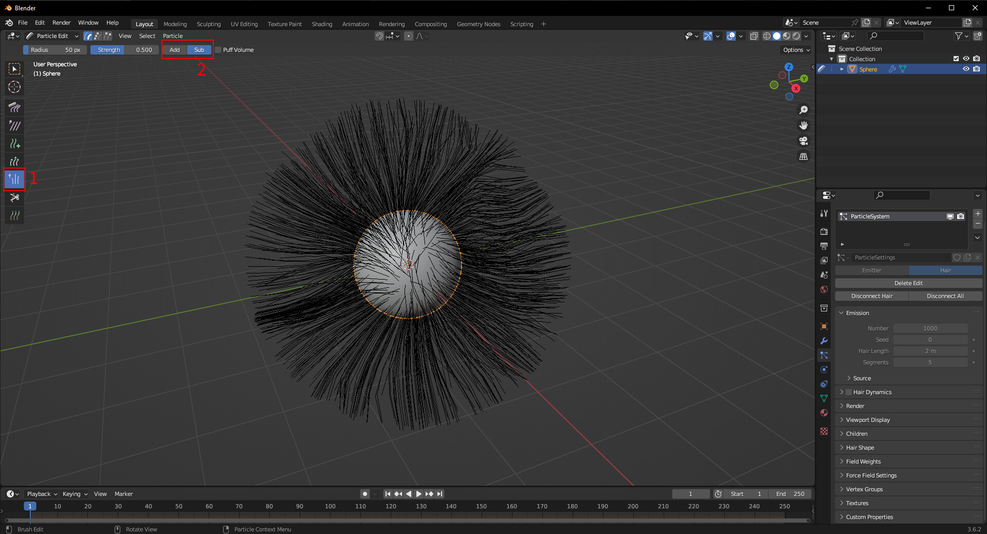 Where is the subdivide option in particles edit gone? Basics
