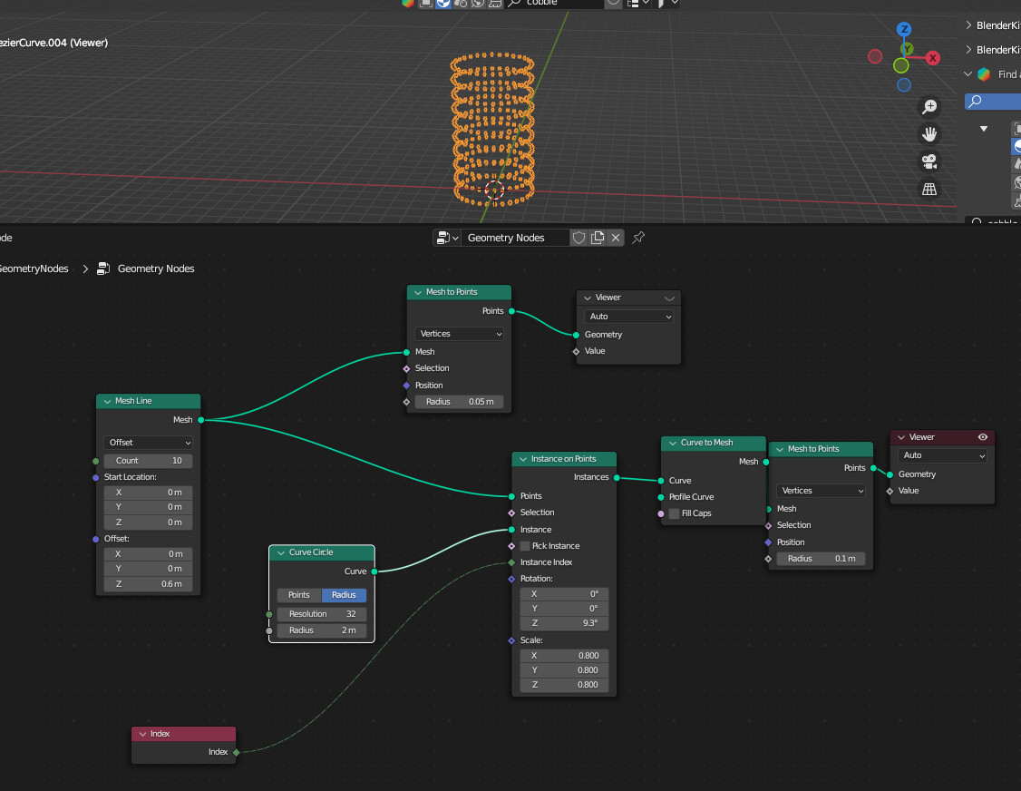 Geometry Nodes Individual Radius . Curves on a Line Modeling