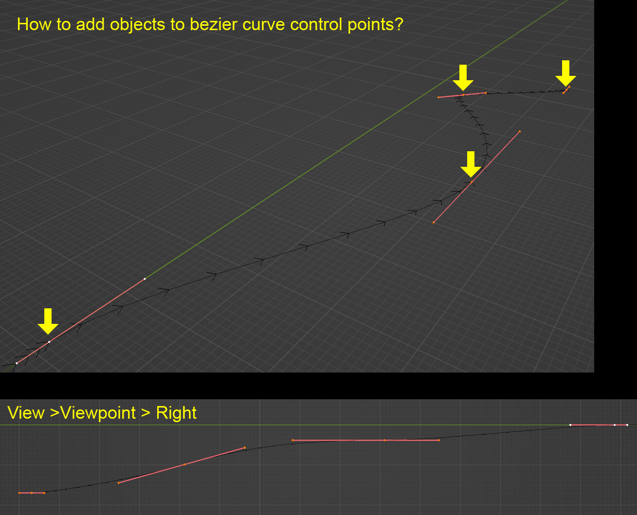 How to add objects to bezier curve control points? Modeling Blender