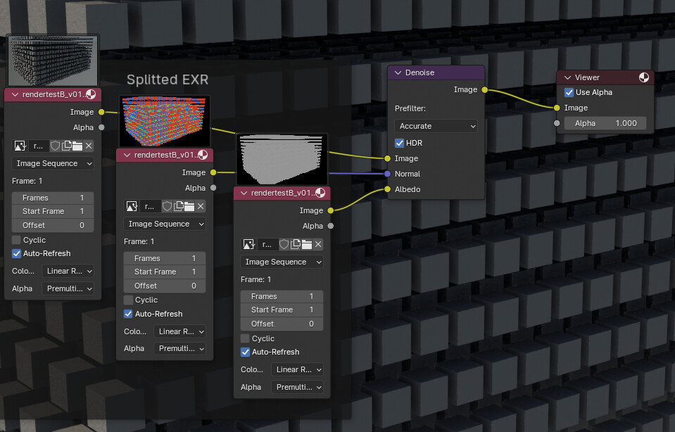 Importing EXRs to denoise them Compositing and Post Processing