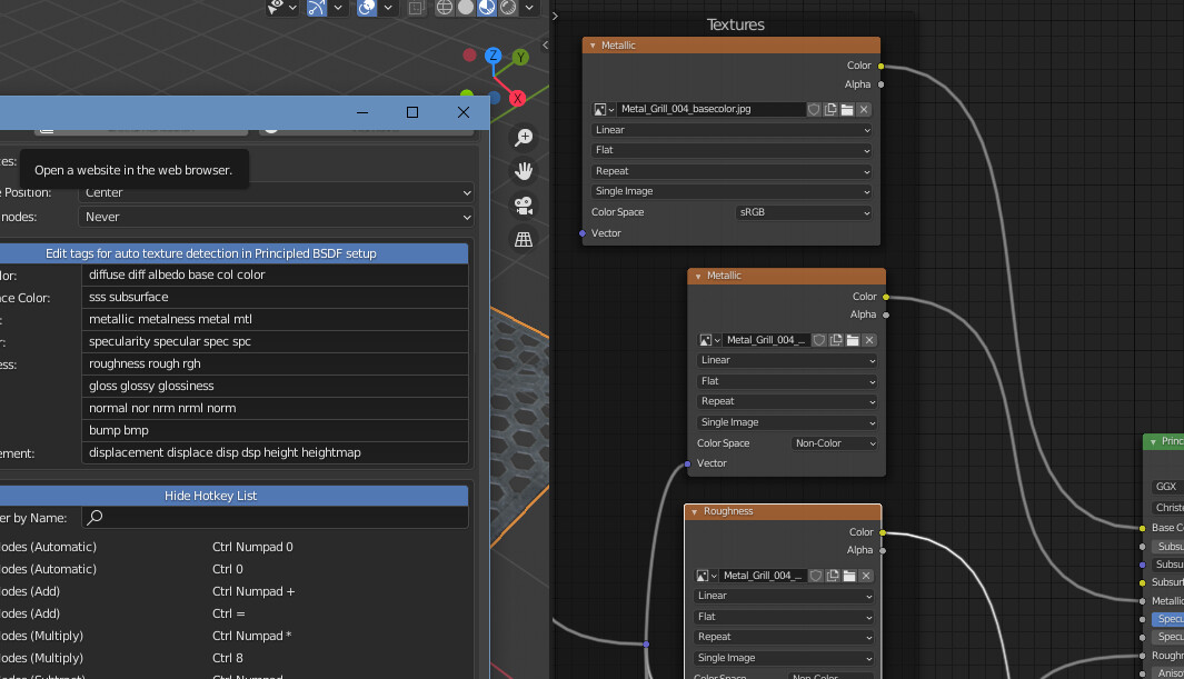 Node Wrangler/Blender pathing bug? Ctrl shift T bug Base color in the