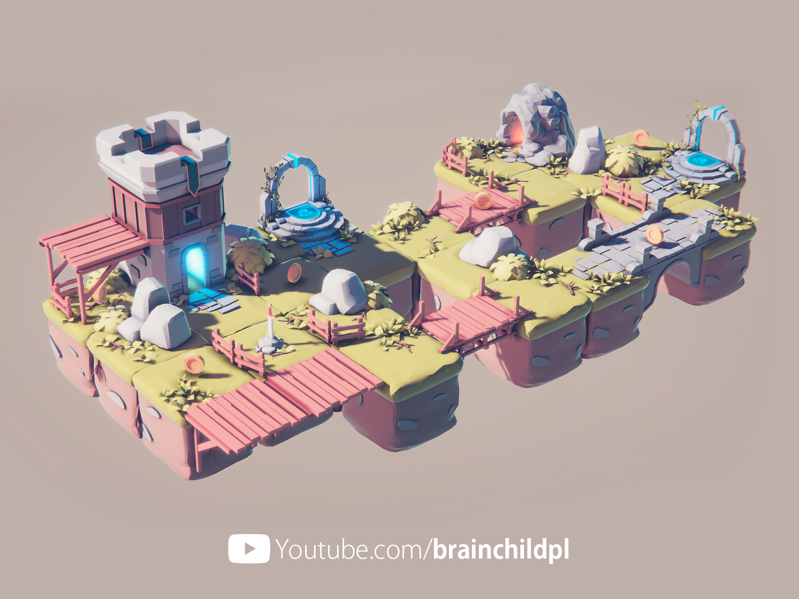 Blender + Unity (full process video) LOW POLY game ready assets