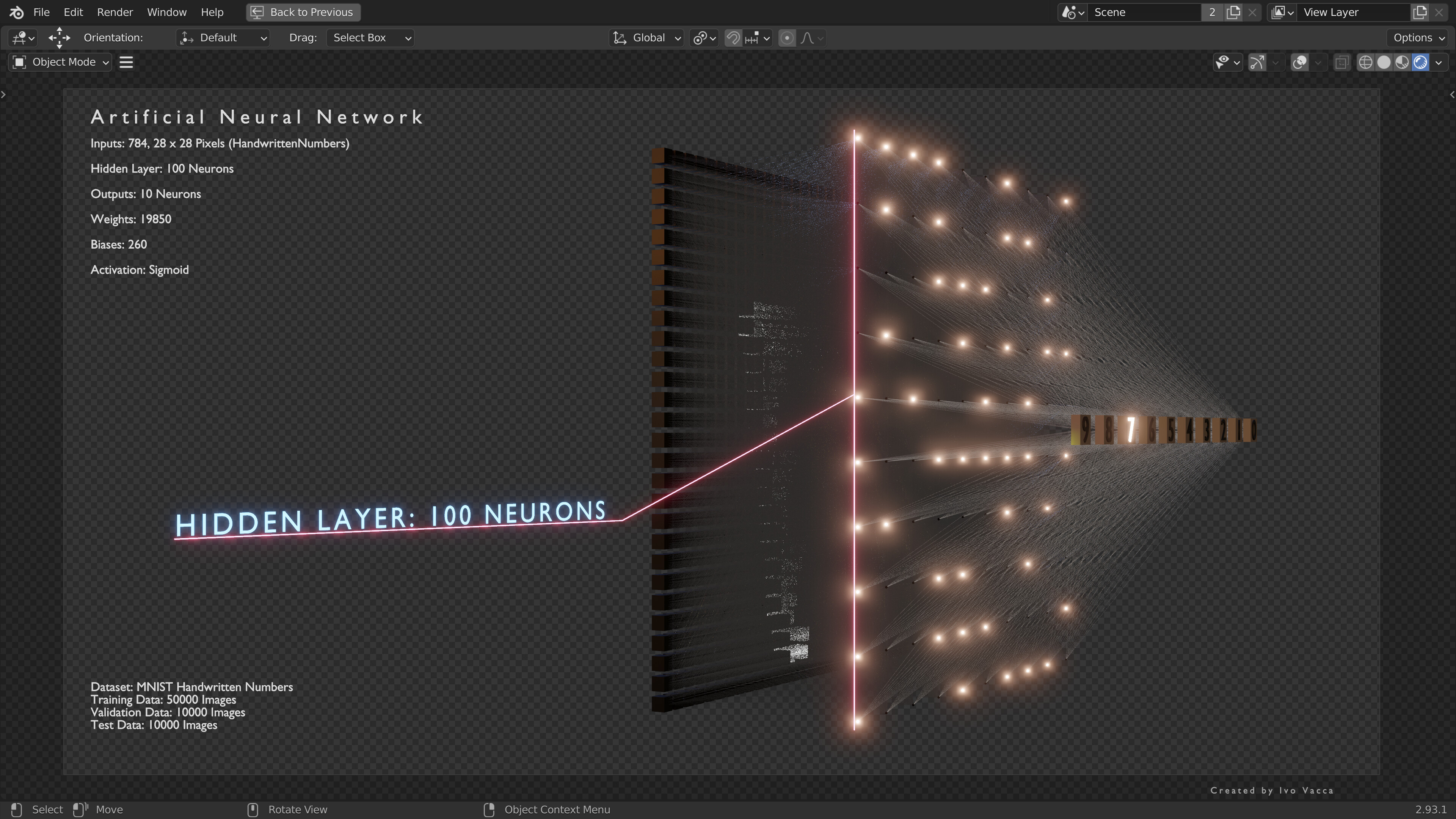 Artificial Neural Network visualization Animation Nodes Python Animations Blender