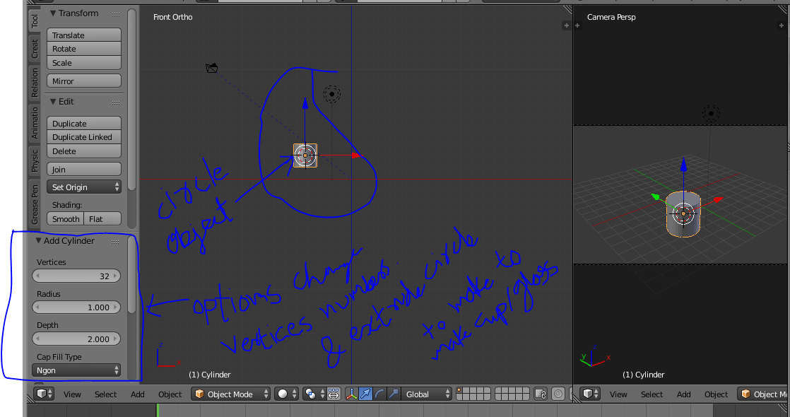 How do I reduce a cylinder faces? Basics & Interface Blender