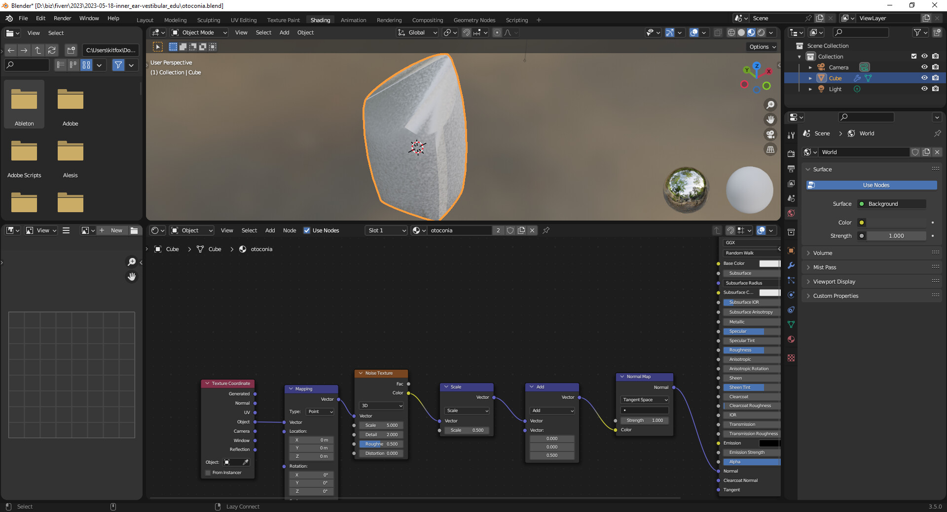 How to apply 3D noise texture to mesh? Materials and Textures