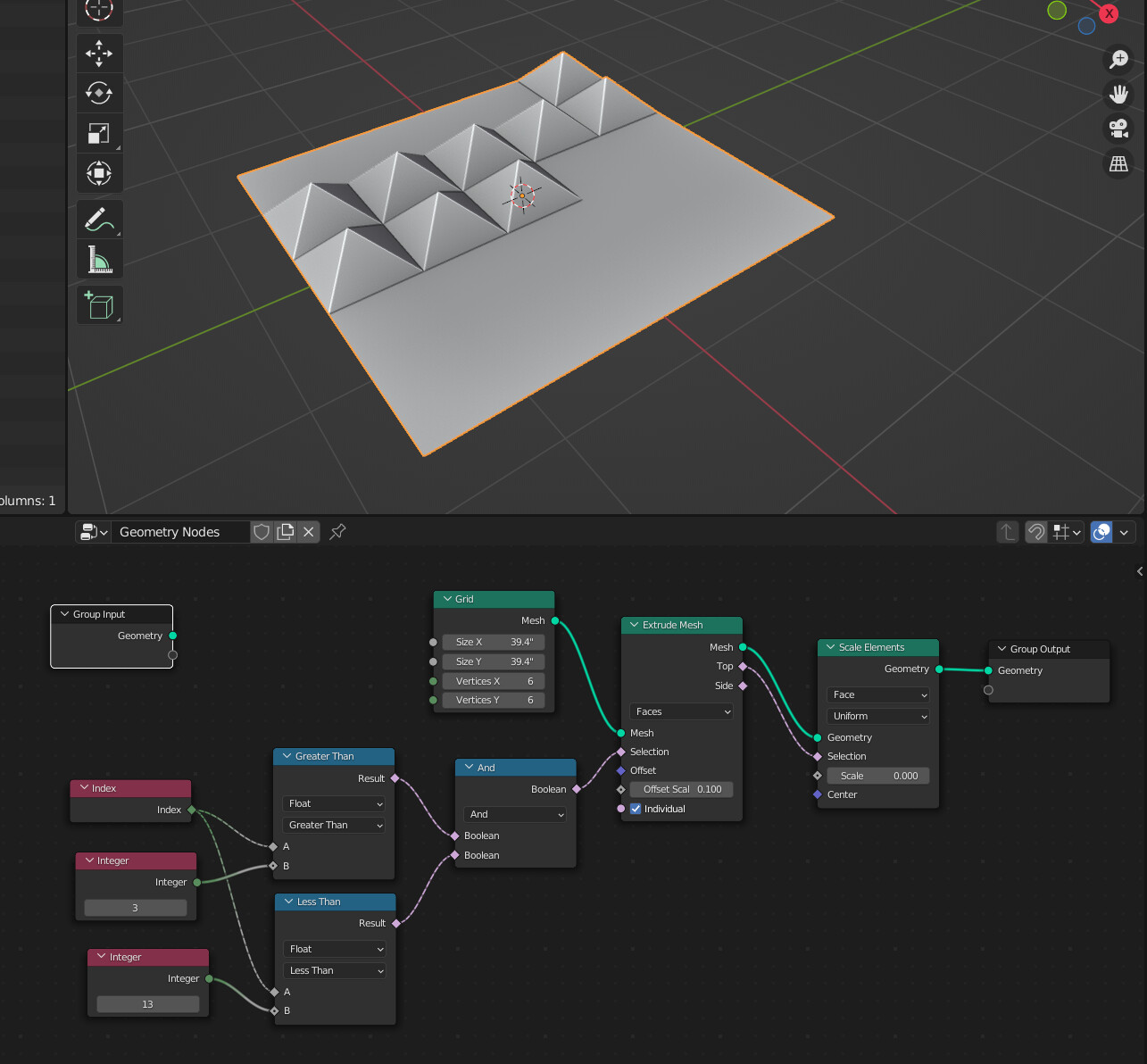 Geometry Nodes Precise face index range selection and other questions