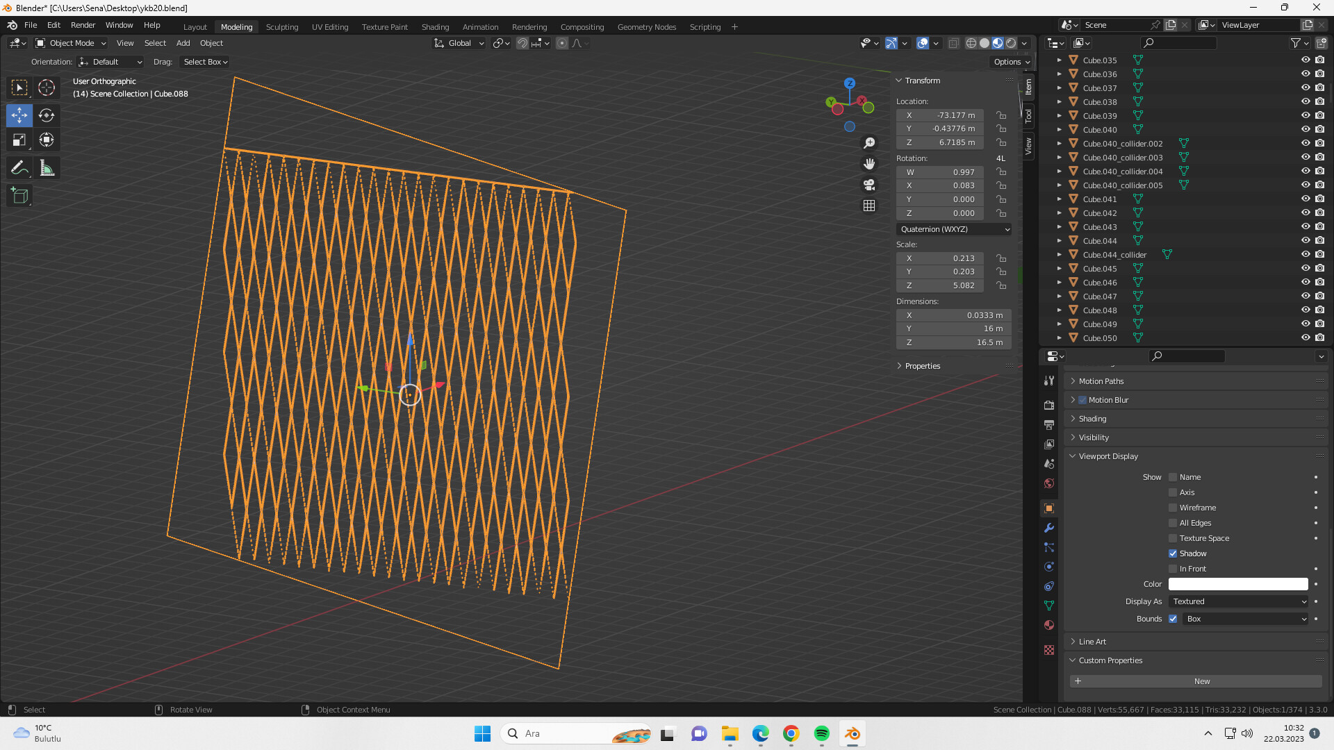Can I rotate the bounding box of an object? Modeling Blender