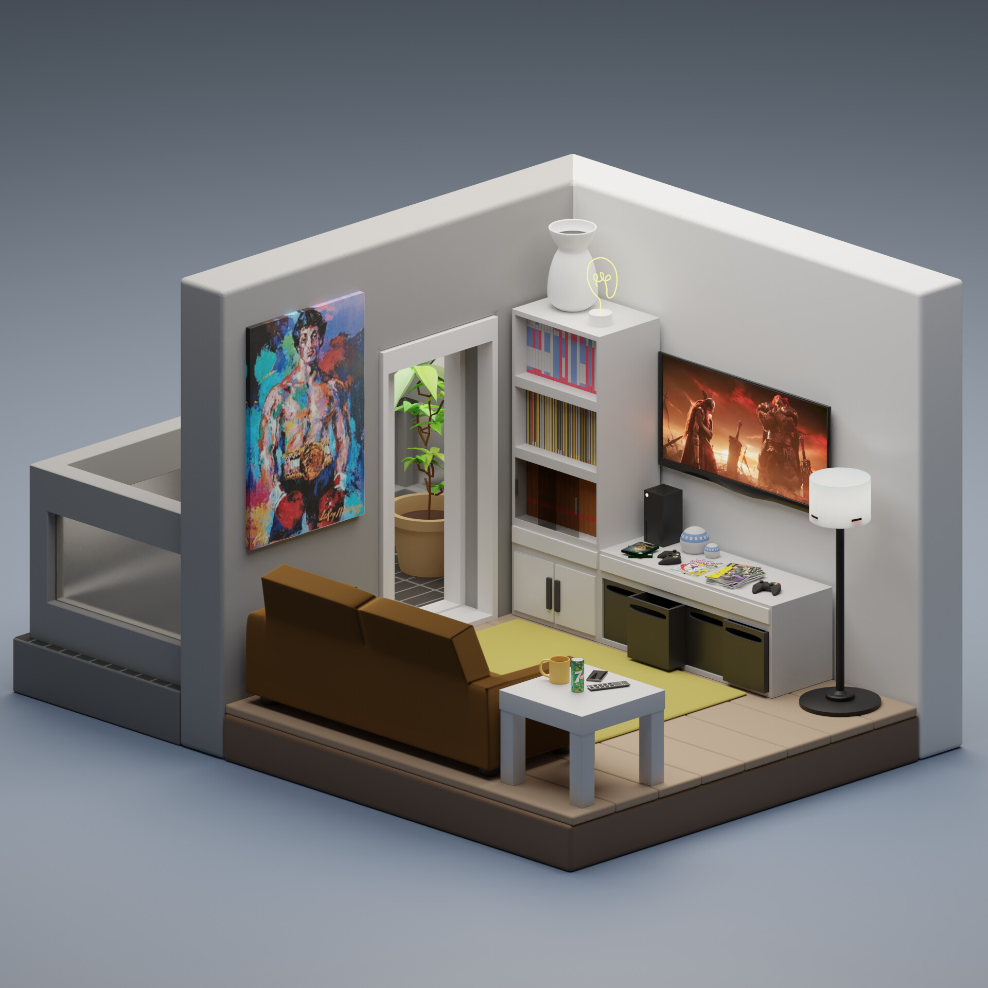 A lowpoly living room in the morning Finished Projects Blender