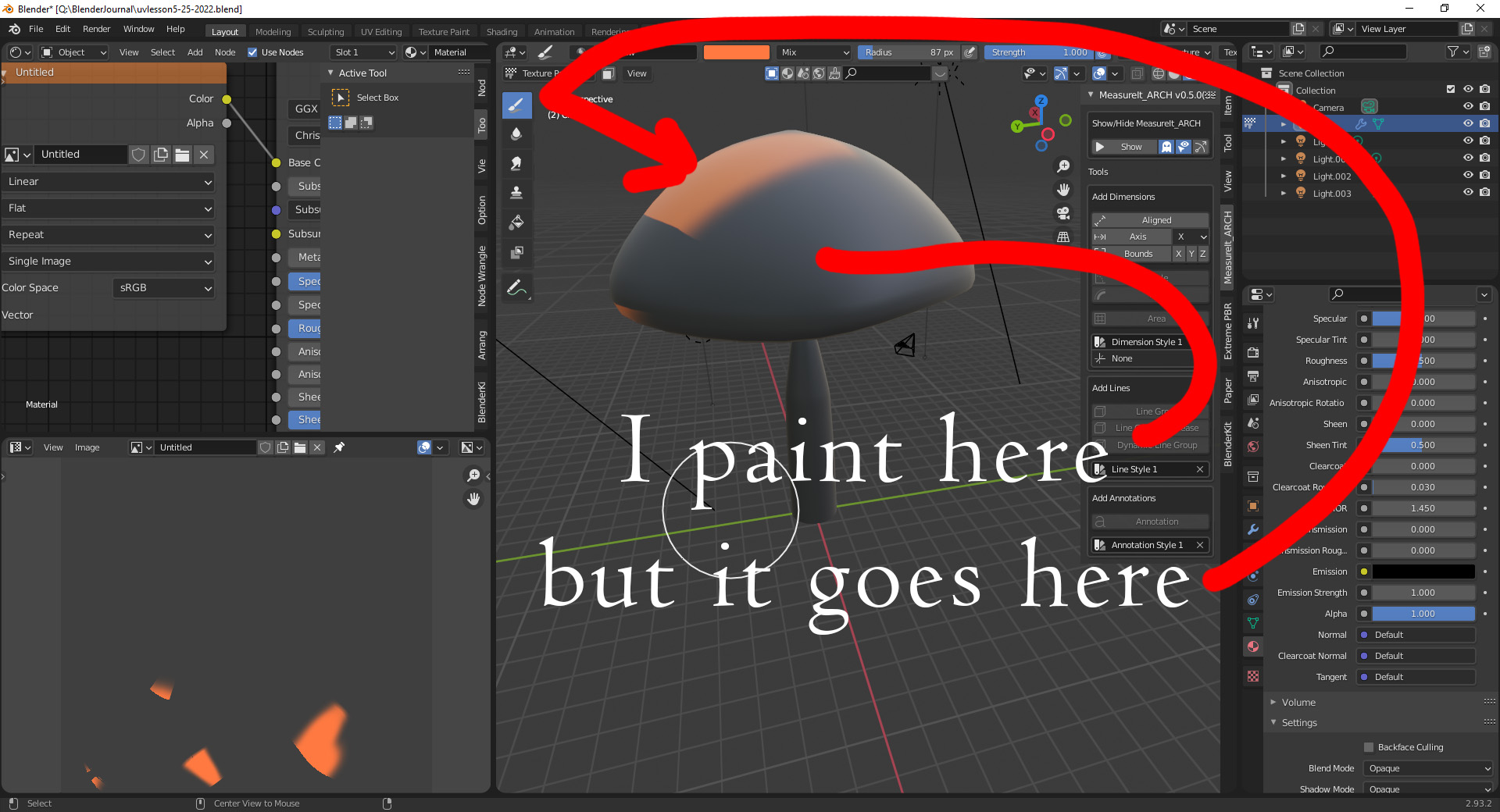 Texture Painting Is in the wrong Place Materials and Textures