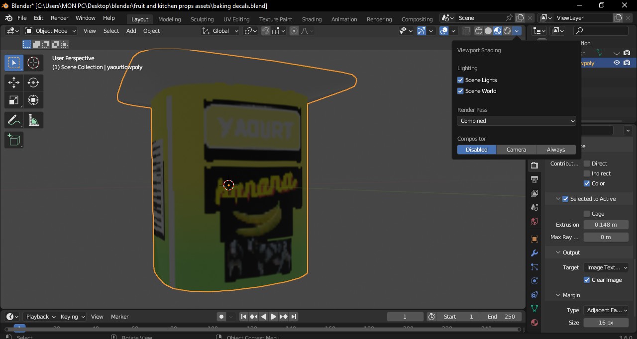 Decals shrinkwrap bake black for alpha? Materials and Textures