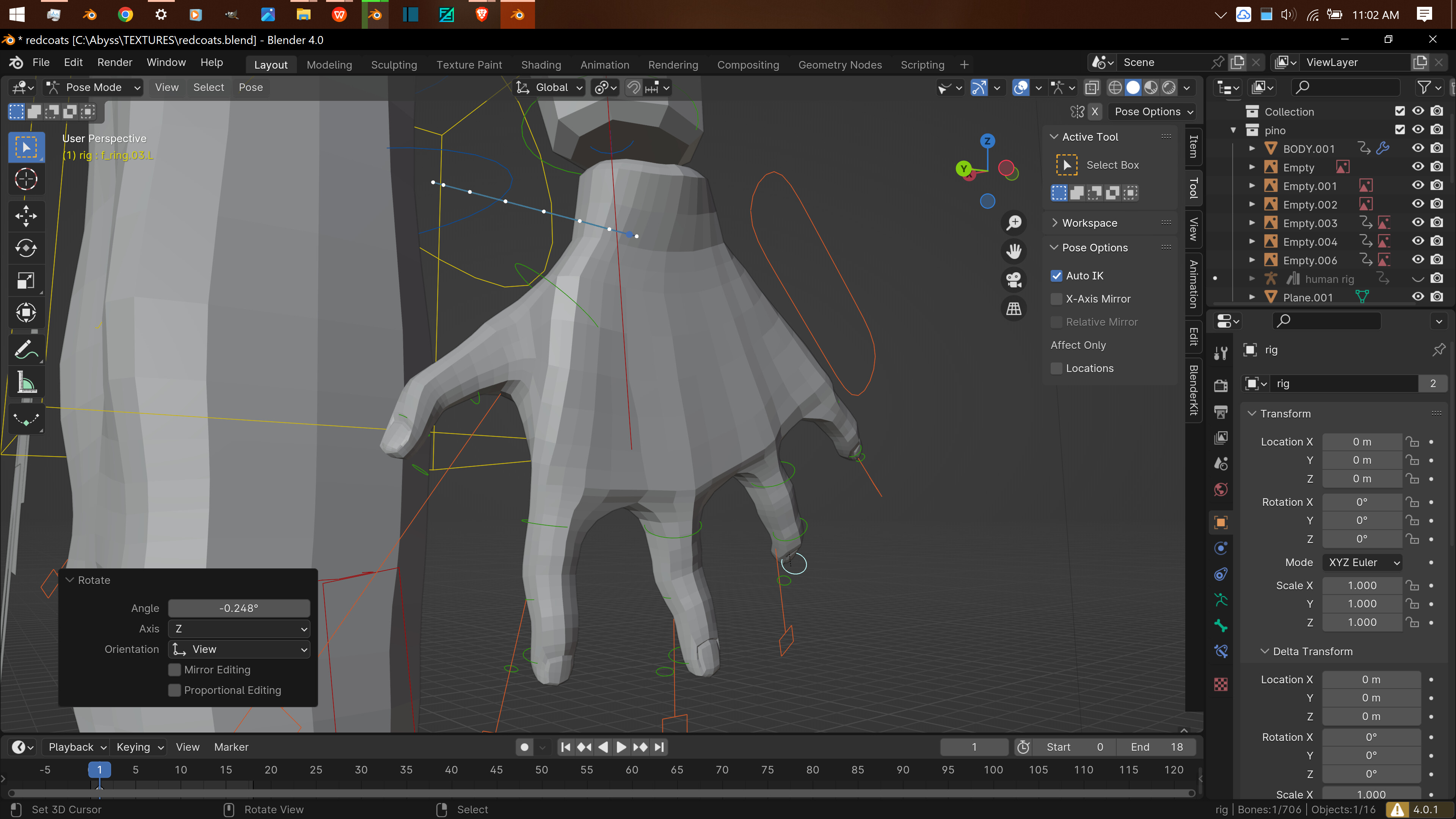 The automatic weights not working properly on the left hand Animation