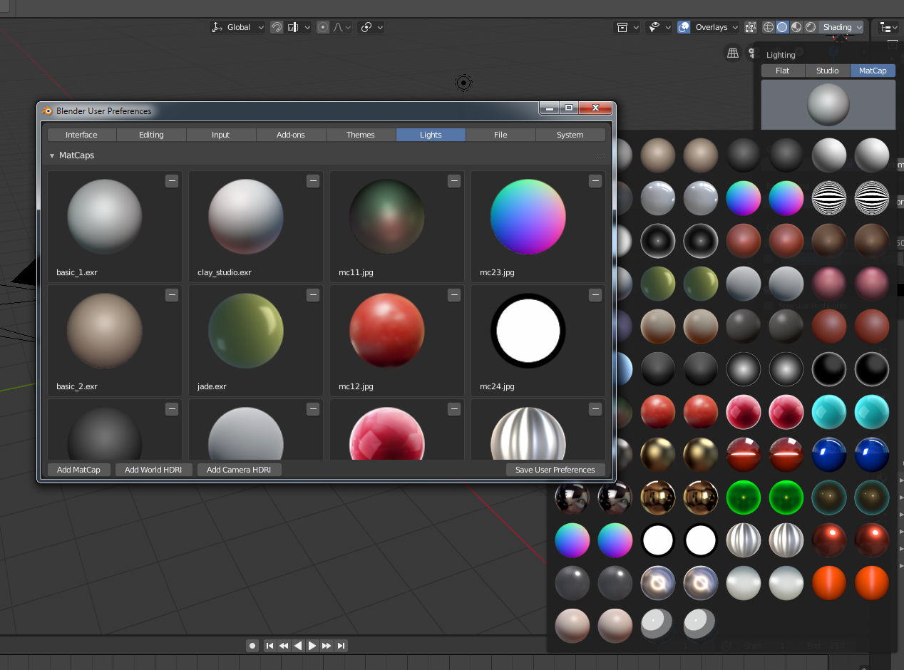 Lighting > Studio (HDRI) & Matcap previews are duplicated Blender