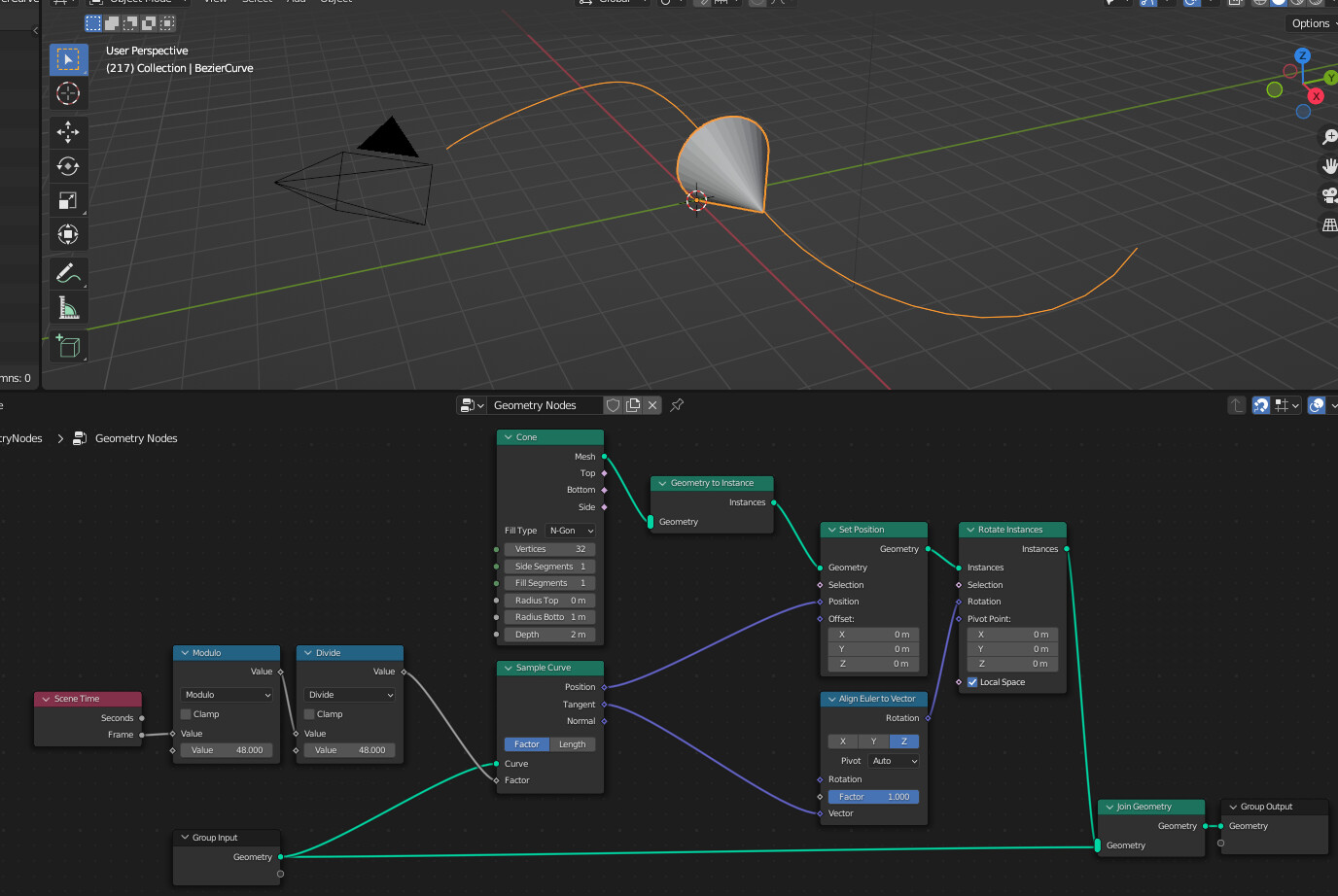 Geometry Nodes How to reset rotation pivot point? (After using