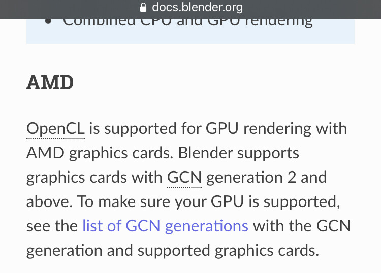 GCN generation of a Graphic Card for Blender Technical Support