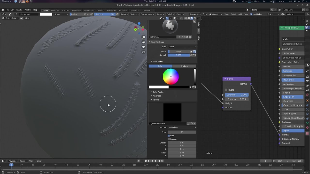 Procedural Alpha Texture with Blender Texturing Node for Cloth detail