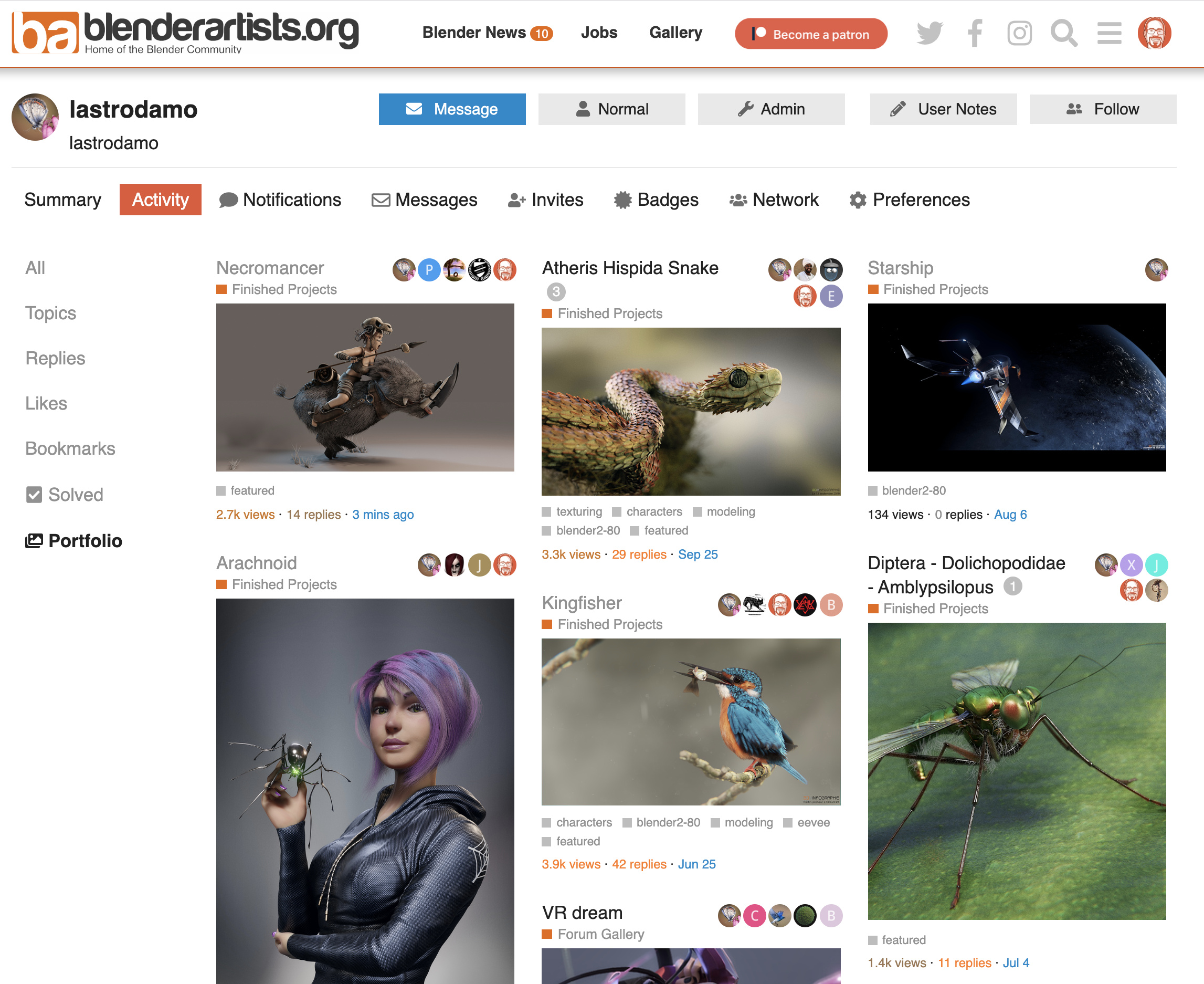 Announcing Blender Artists User Portfolios 🖼 Blender Artists Updates