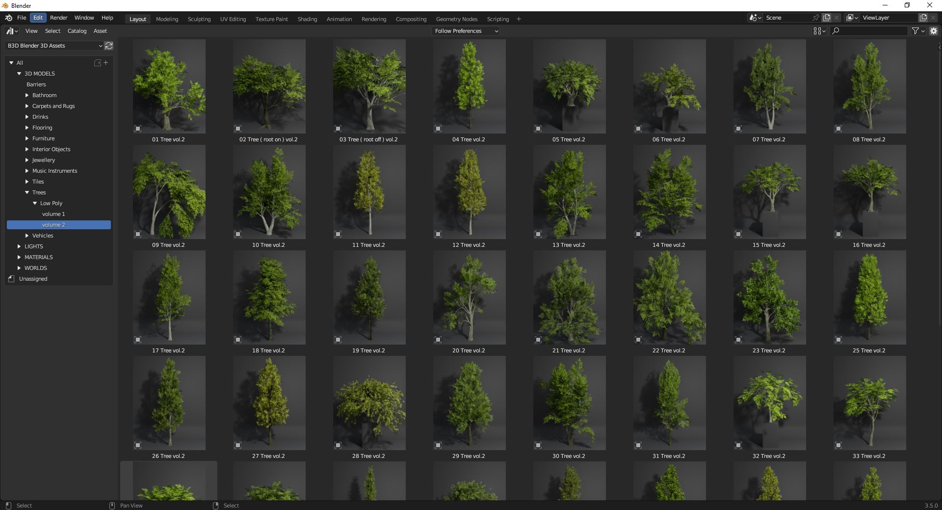 Low Poly Trees Blender 3D model Library Tutorials, Tips and Tricks