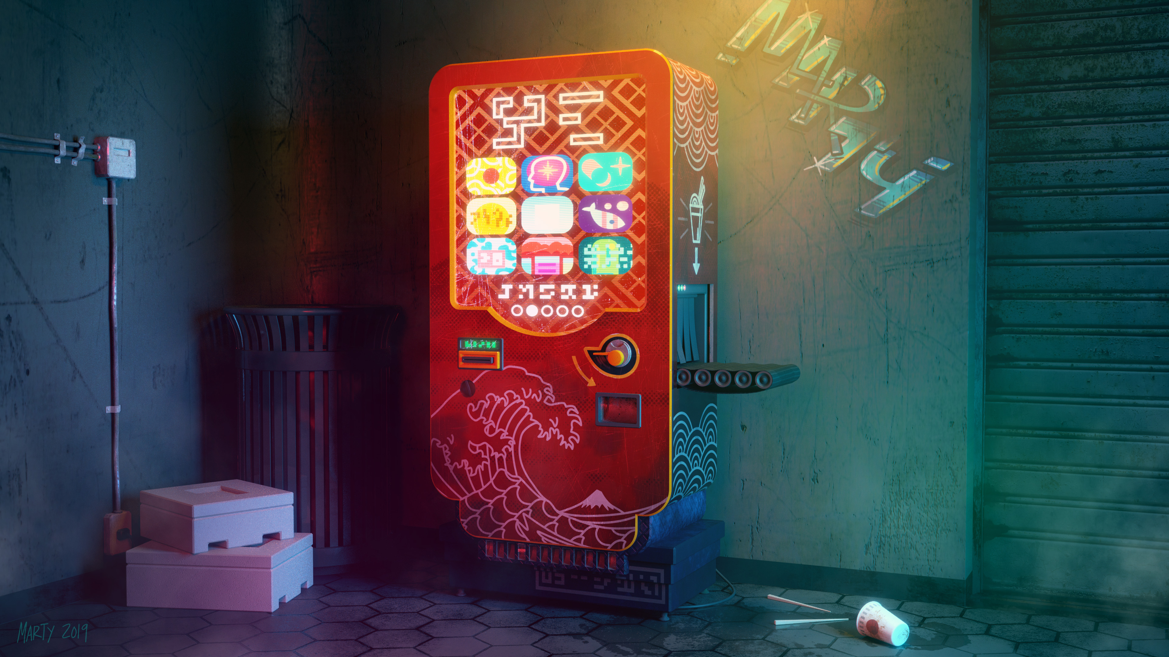 Cyberpunk Vending Machine Finished Projects Blender Artists Community