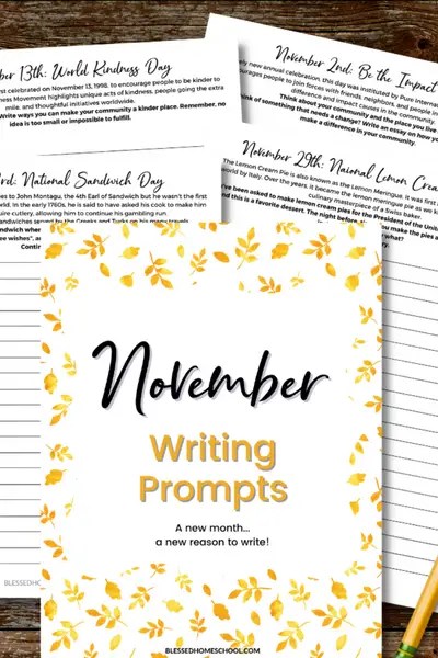 30 November Writing Prompts {Celebrate the National Days!}