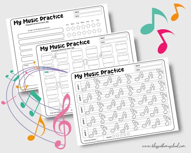 Printable Music Practice Log and Charts for Kids Blessed Homeschool Printable Music Practice Log and Charts for Kids Blessed Homeschool