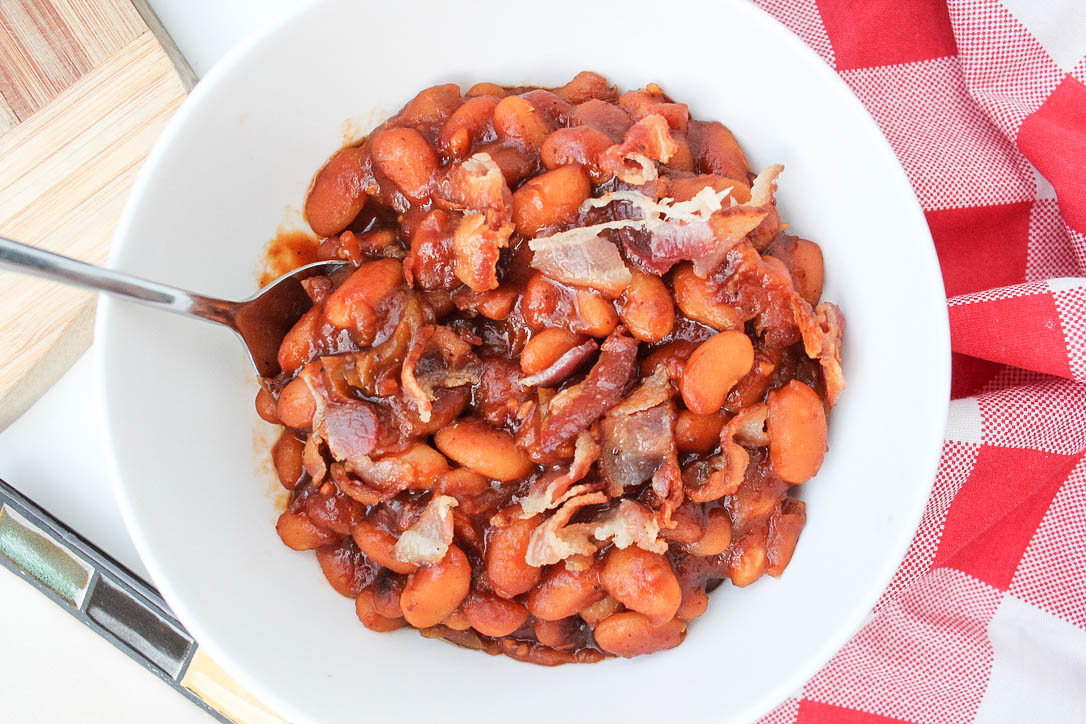 Peach Chipotle BBQ Baked Beans Bless This Meal