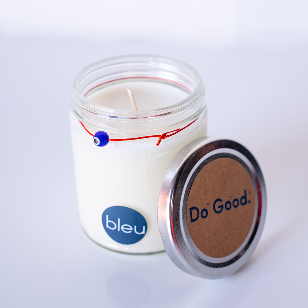Glass Jar Charity Candle Bleudot Do Good. 9 oz. Bleudot