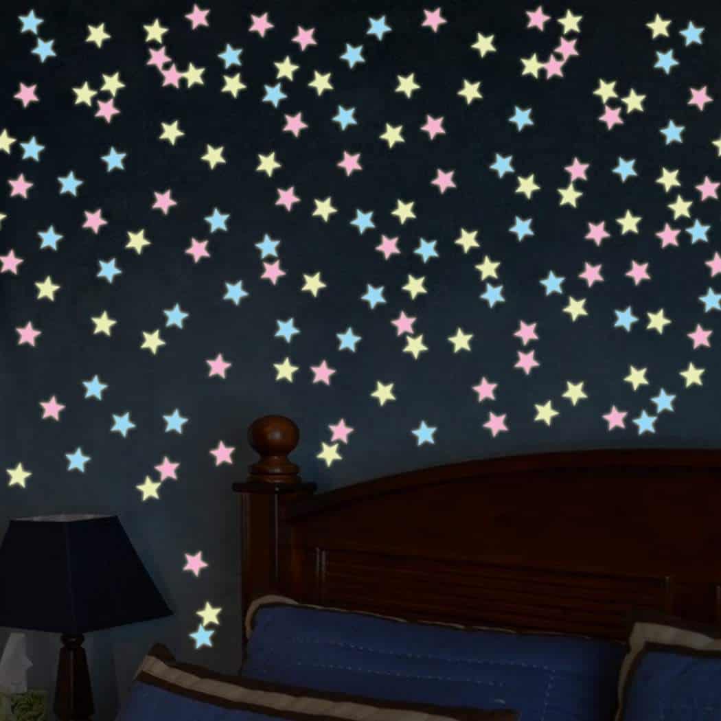 100pcs 3CM 3D Luminous Star Wall Sticker Fluorescent BLGT