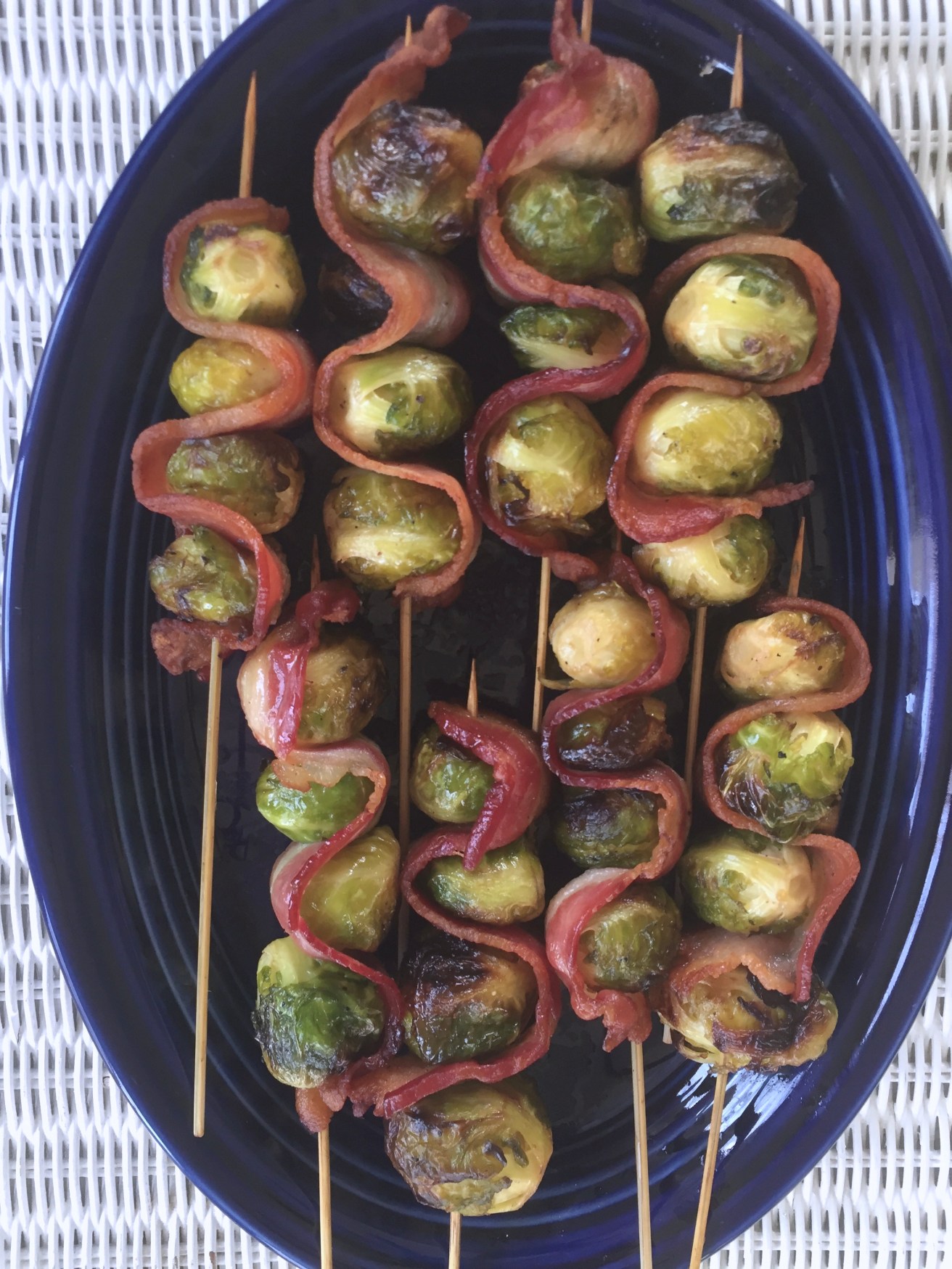 Bacon Weaved Roasted Brussels Sprouts Skewers The Blind Guy Cooks