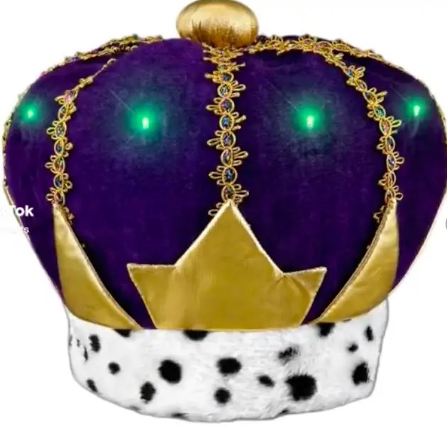LED King Crown Mardi Gras for Fat Tuesday