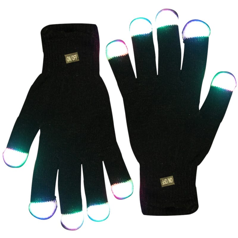 LED Black Gloves Multicolor LEDs Best Glowing Party Supplies