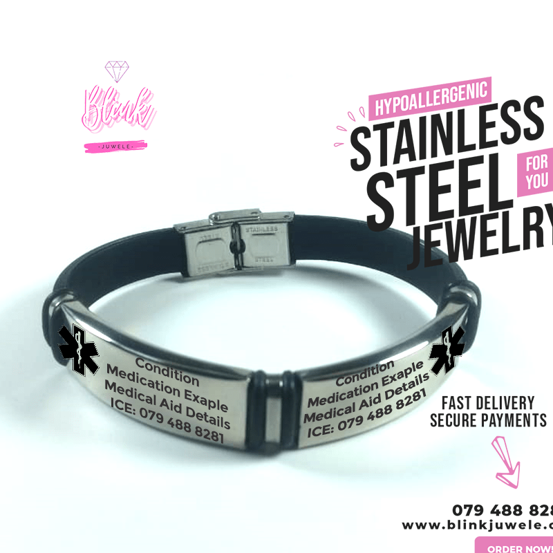 Custom Medical Alert Bracelet (Double plate) Various Colors Blink Juwele