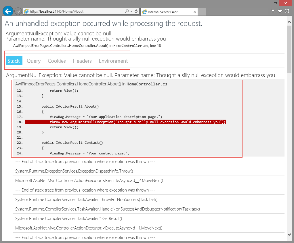 5 Error Page handling and error page options