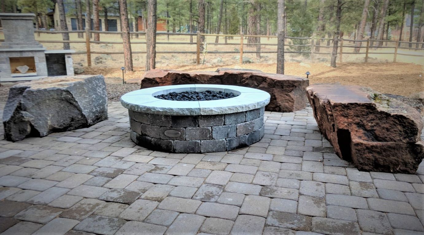 Flagstaff DIY Outdoor Stone Grand Fire Ring Kit BlockLite