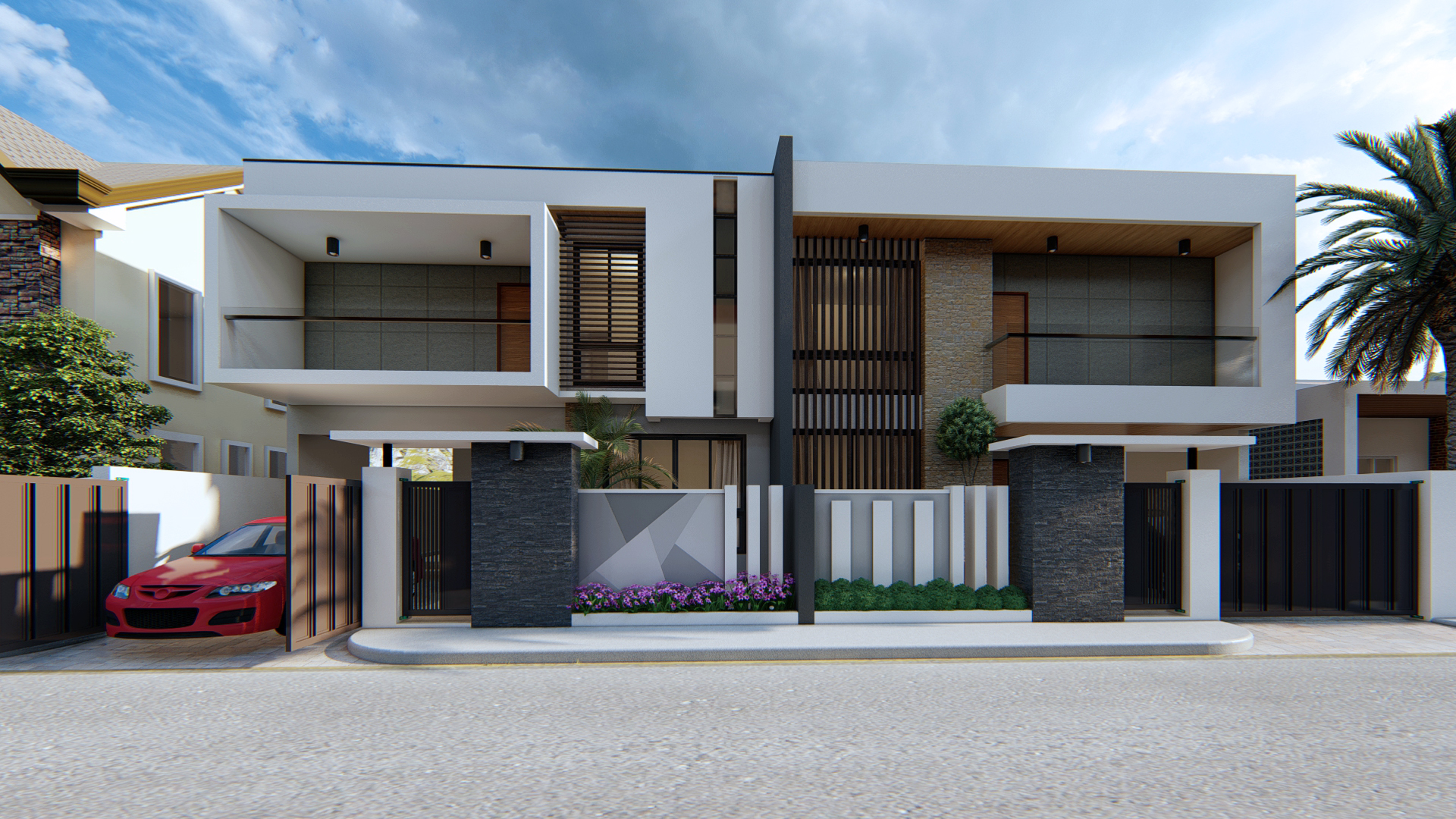 Ontario A Sleek Modern Duplex House (A Construction Model House)