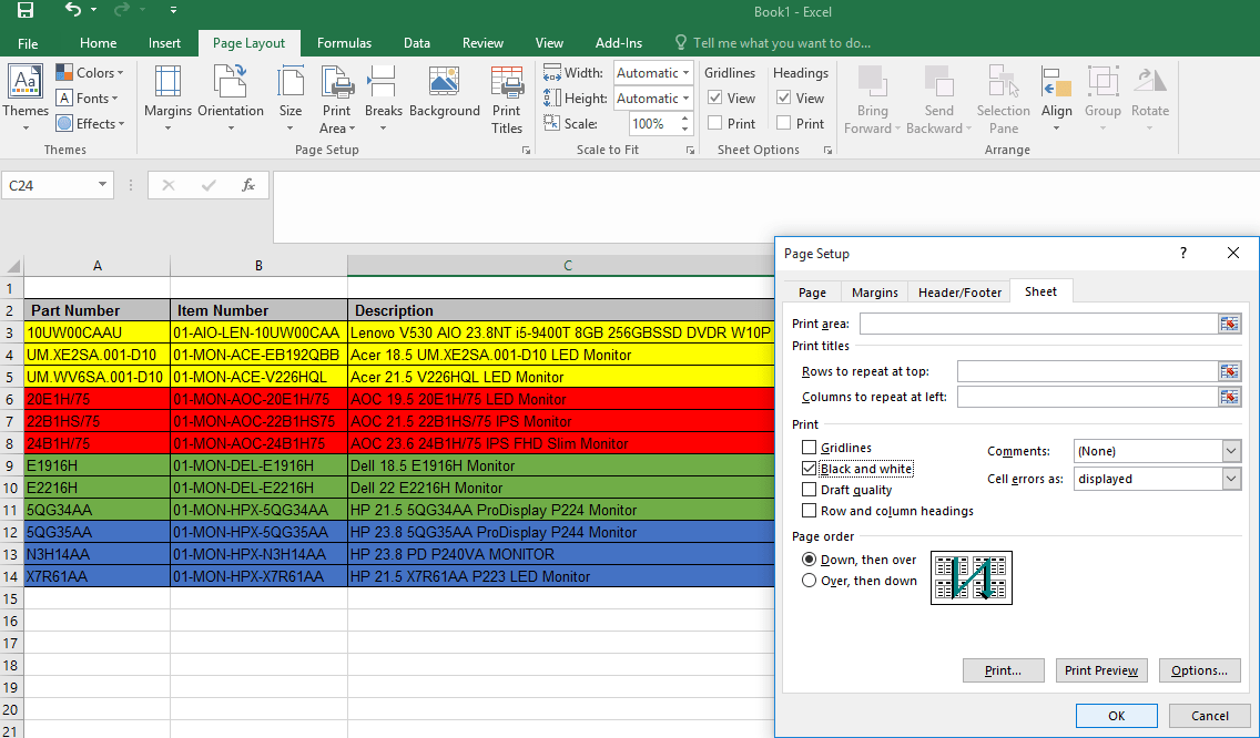 Save Ink By Not Printing The “Fill Color” in Excel ABLE Home & Office