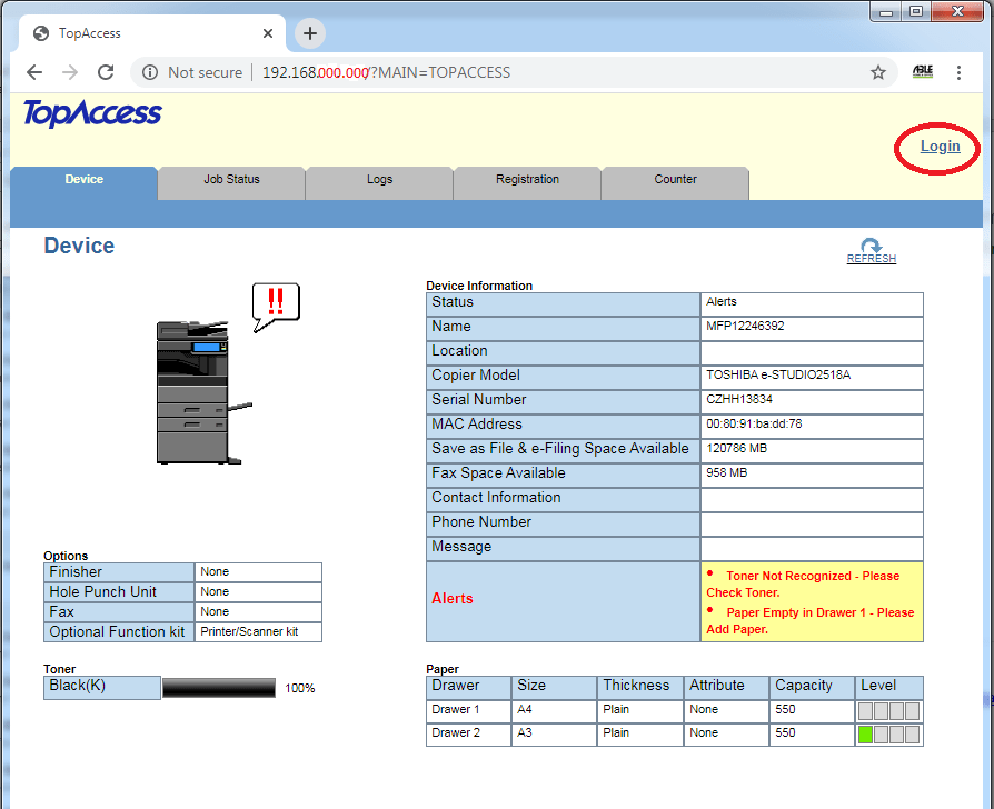 HOW TO SETUP DEPARTMENT CODE IN TOSHIBA eSTUDIO 2518A ABLE Home & Office