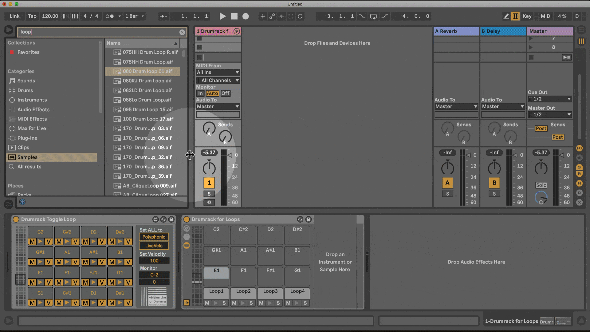 How to set up Ableton Drum Rack Loops.