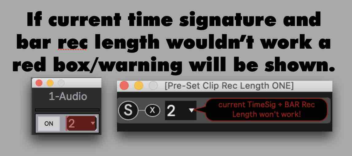 Current Time Signature and loop warning fo odd time signatures in