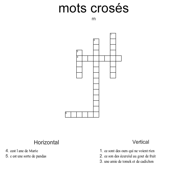 Mots croisés de RN Les têtes en lettres du collège