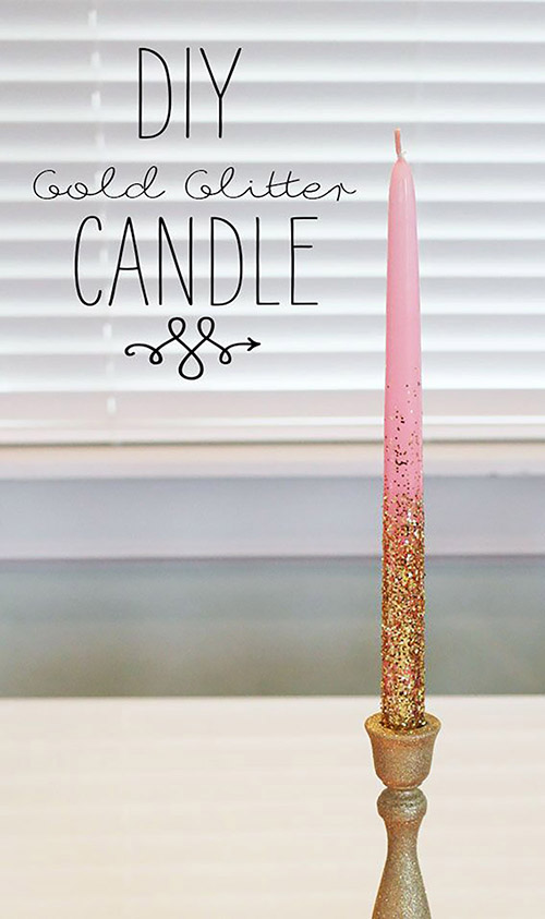 DIY Gold Glitter Candles and Holders Wedding Blog