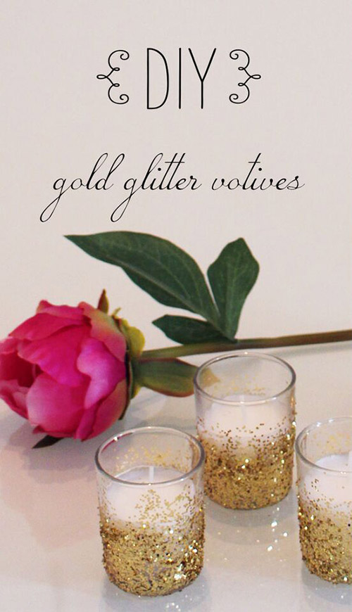 DIY Gold Glitter Candles and Holders Wedding Blog