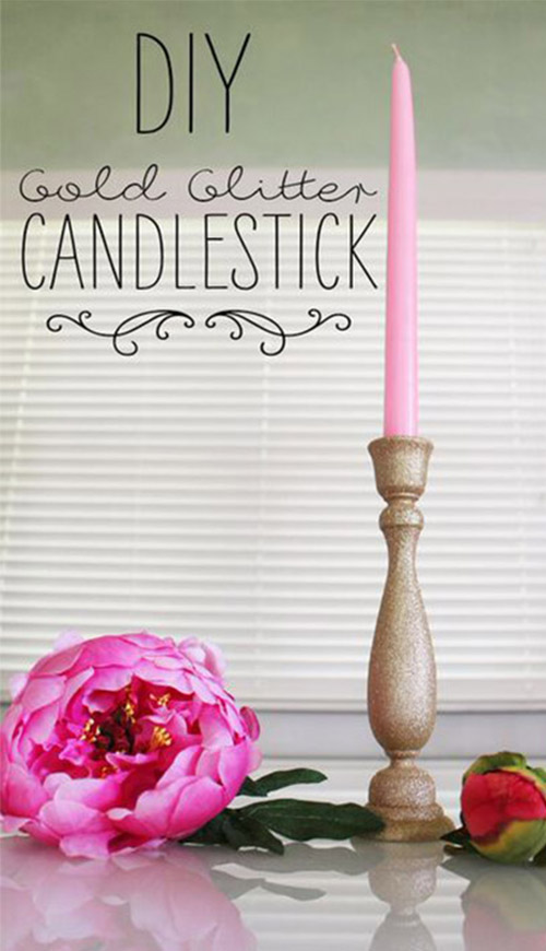 DIY Gold Glitter Candles and Holders Wedding Blog