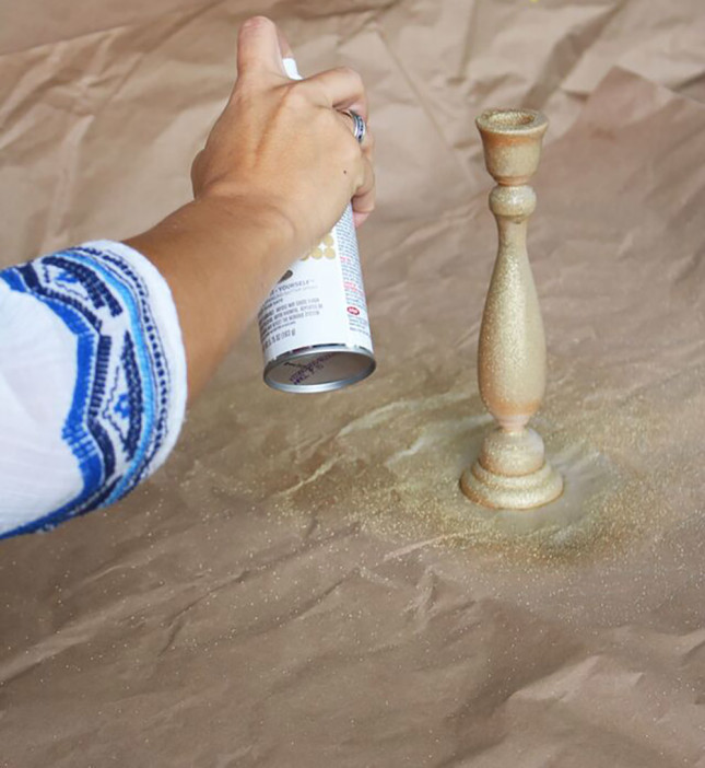 DIY Gold Glitter Candles and Holders Wedding Blog