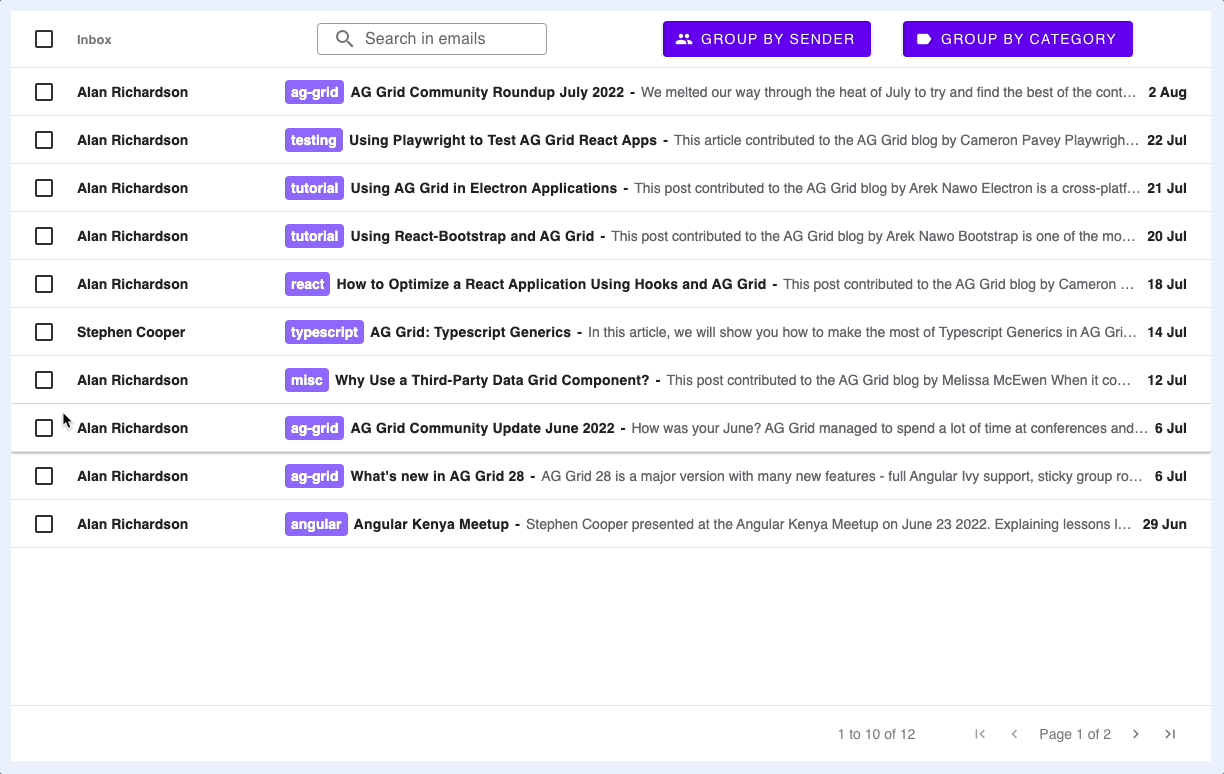 Building an Email Client with AG Grid
