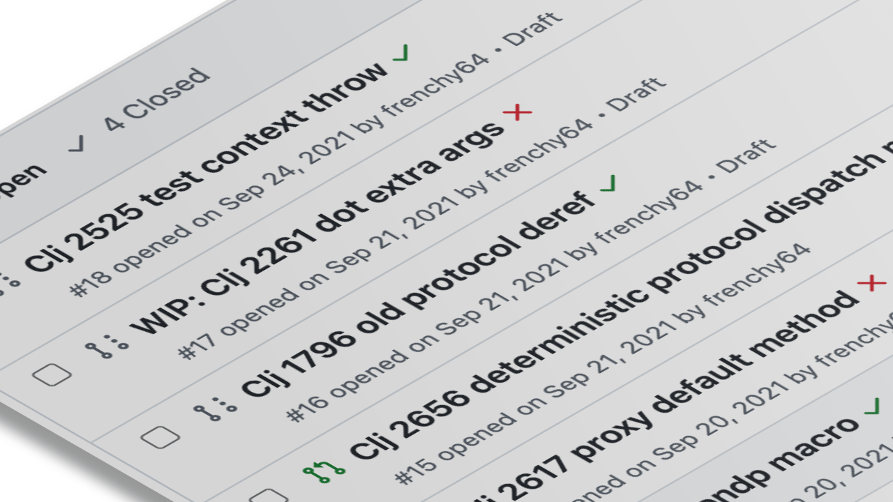 Developing Clojure patches with Pull Requests