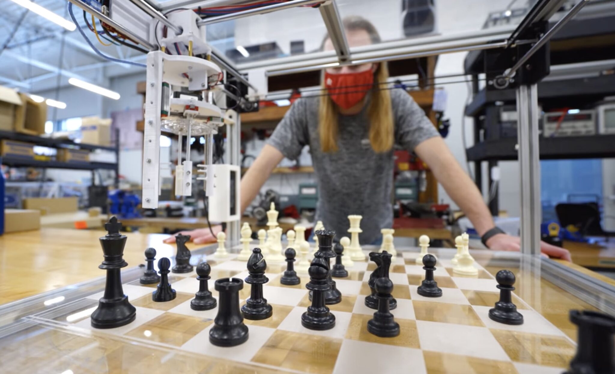 This autonomous chessplaying robot will beat its human opponents